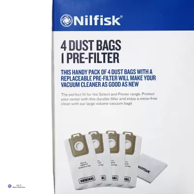 Embalagem Nilfisk com sacos de pó para aspirador e pré-filtro