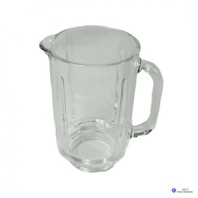 Jarro de vidro transparente com pega e bico vertedor
