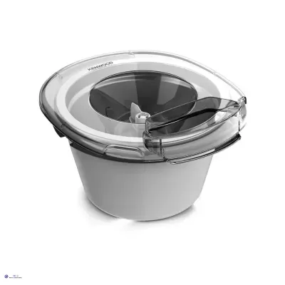 Recipiente cilíndrico branco com tampa transparente e alça