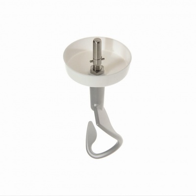 Gancho metálico e plástico cinzento e branco com base circular