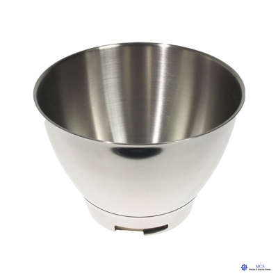 Taça de mistura em aço inoxidável com acabamento escovado e base larga