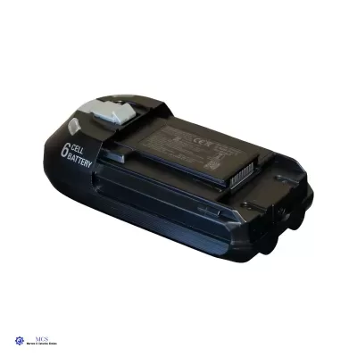 Bateria preta de 6 células com clipe cinzento e texto 6 CELL BATTERY