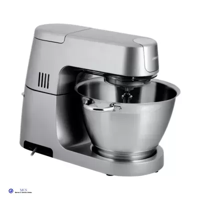 Batedeira cinza metálico com taça de aço inoxidável