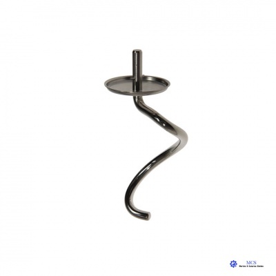 Gancho espiral metálico prateado para máquina de amassar