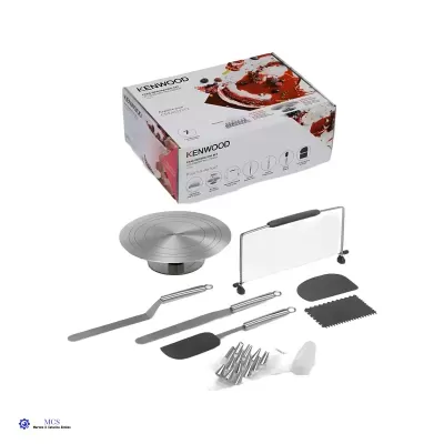 Conjunto Kenwood para decoração de bolos com acessórios e caixa com imagens de bolo