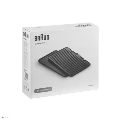 Embalagem branca com chapa de grelha preta da Braun MultiGrill 7