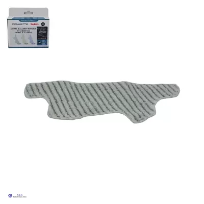 Pano de microfibra cinza com riscas para esfregona Rowenta Tefal e embalagem do produto