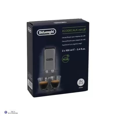 Embalagem preta do produto DeLonghi ECODECALK mini para descalcificação de máquinas de café