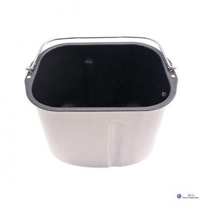 Balde metálico cinza com interior preto e alça