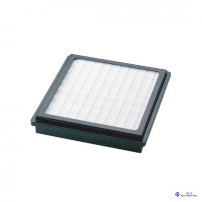 Filtro quadrado para aspirador com estrutura plástica preta e filtro branco
