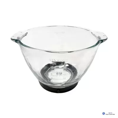 Taça de vidro transparente para batedeira com medidas e base preta