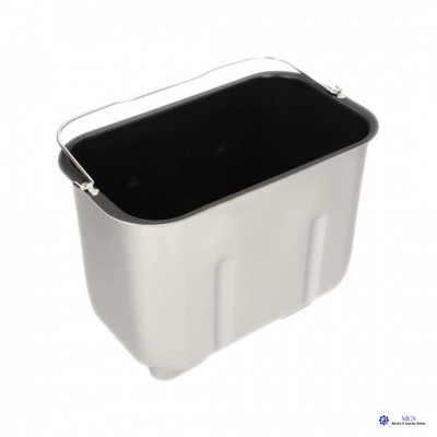 Baldes metálico prateado para máquinas de pão com interior preto e pega metálica