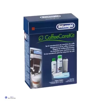 Caixa azul do kit de manutenção para máquinas de café DeLonghi CoffeeCareKit
