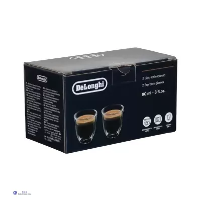 Caixa preta de copos de vidro para espresso DeLonghi com 90 ml