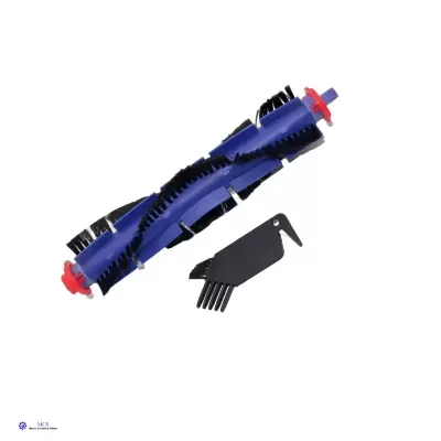 Escova rotativa azul com cerdas pretas e escova de limpeza preta