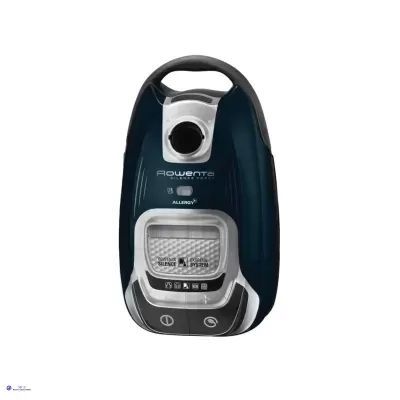 aspirador de pó Rowenta Silence Allergy azul escuro com botão e filtro visível
