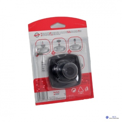 Válvula Tefal preta embalada em blister transparente com fundo vermelho e branco