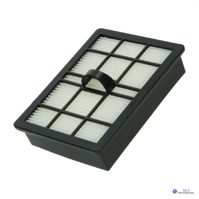 Filtro retangular para aspirador com estrutura preta e filtro branco dobrado