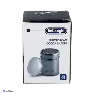 Embalagem do DeLonghi Spargicacao Cocoa Shaker com shaker metálico prateado