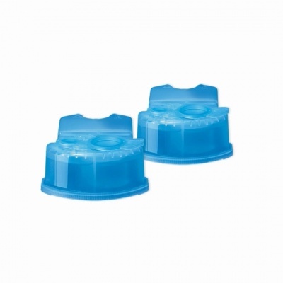 Dois dispensadores azuis transparentes de fio dental