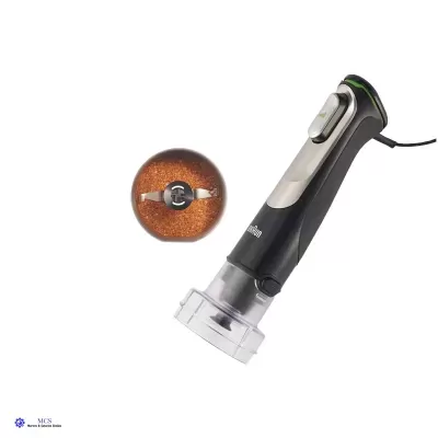 Varinha mágica preta e prateada com lâmina e tampa transparente