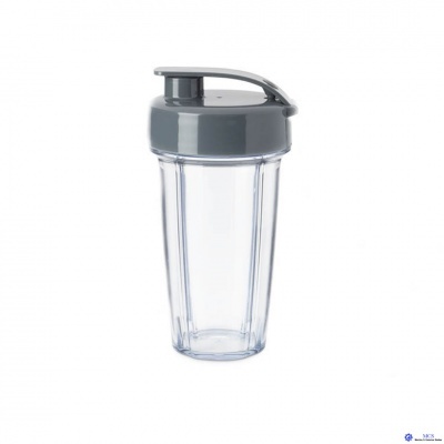 Coqueteleira transparente com tampa cinzenta