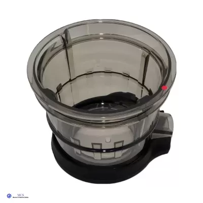 Recipiente cilíndrico transparente com base preta