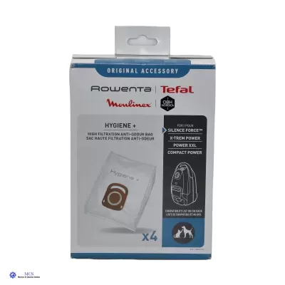 Caixa de saco de aspirador branco com marcas Rowenta, Tefal e Moulinex