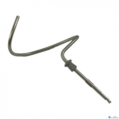 Gancho metálico curvado com peça de plástico cinzento