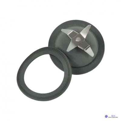 Lâmina de metal com base de plástico preto e junta de borracha circular