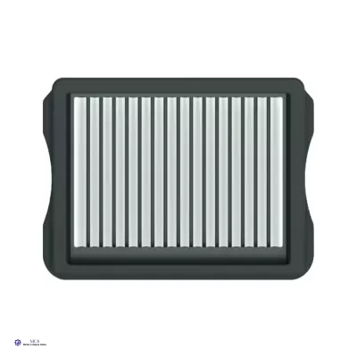 Filtro retangular com moldura preta e lâminas cinzentas