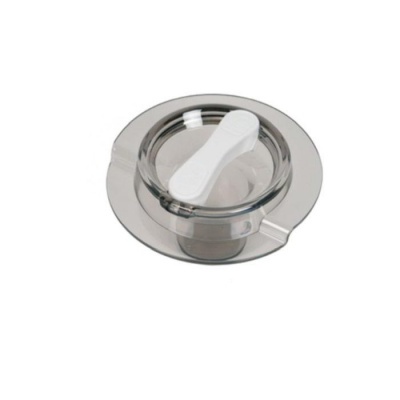 Tampa redonda transparente com pega branca