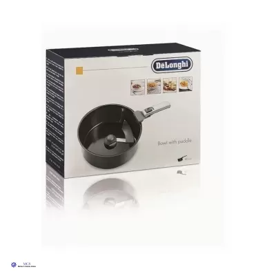 Embalagem com tigela preta de metal com cabo da marca DeLonghi