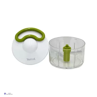 Tampa branca com pega verde e recipiente redondo transparente Tefal