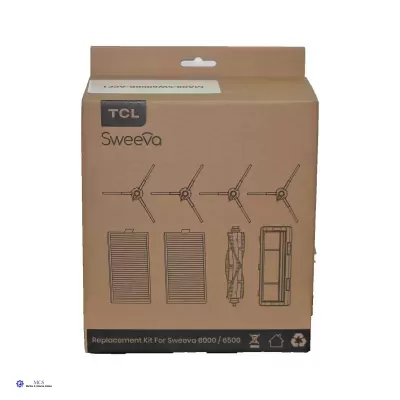 caixa de kit de substituição TCL Sweeva 6500/8500 com ilustrações das peças