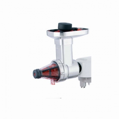 Máquina elétrica para fazer sumos com tubo frontal transparente e funil na parte superior