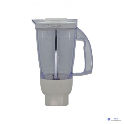 Jarra de liquidificador transparente com tampa e base brancas