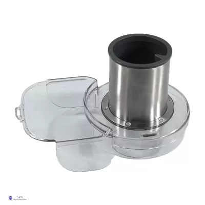 Acessório metálico e plástico para eletrodoméstico com tampa transparente aberta