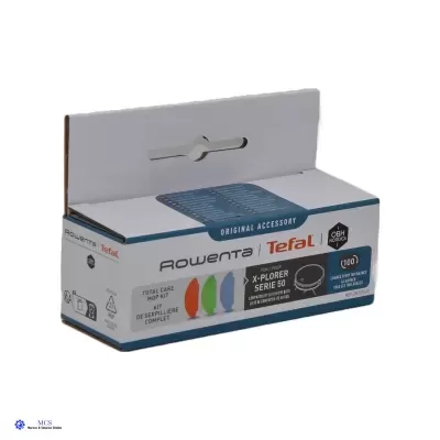 Embalagem colorida branca e azul do acessório Rowenta Tefal X-PLORER SERIE 50