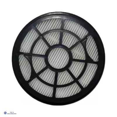 Filtro redondo para aspirador de pó com estrutura preta e filtro branco