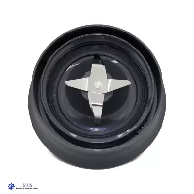 Lâmina de liquidificador com quatro facas em aço inoxidável e suporte preto