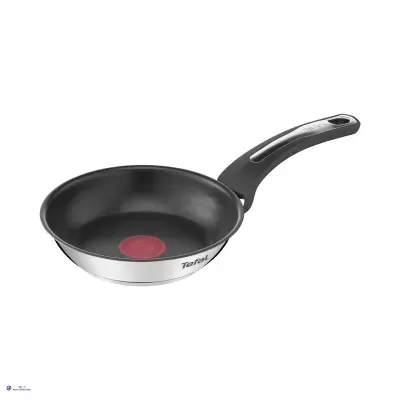 Frigideira Tefal preta com aço inoxidável e punho preto