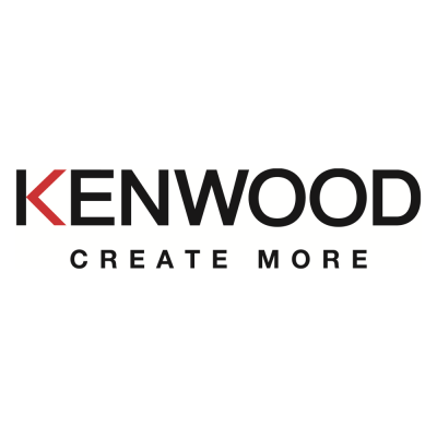 Logótipo Kenwood com frase CREATE MORE em fundo branco
