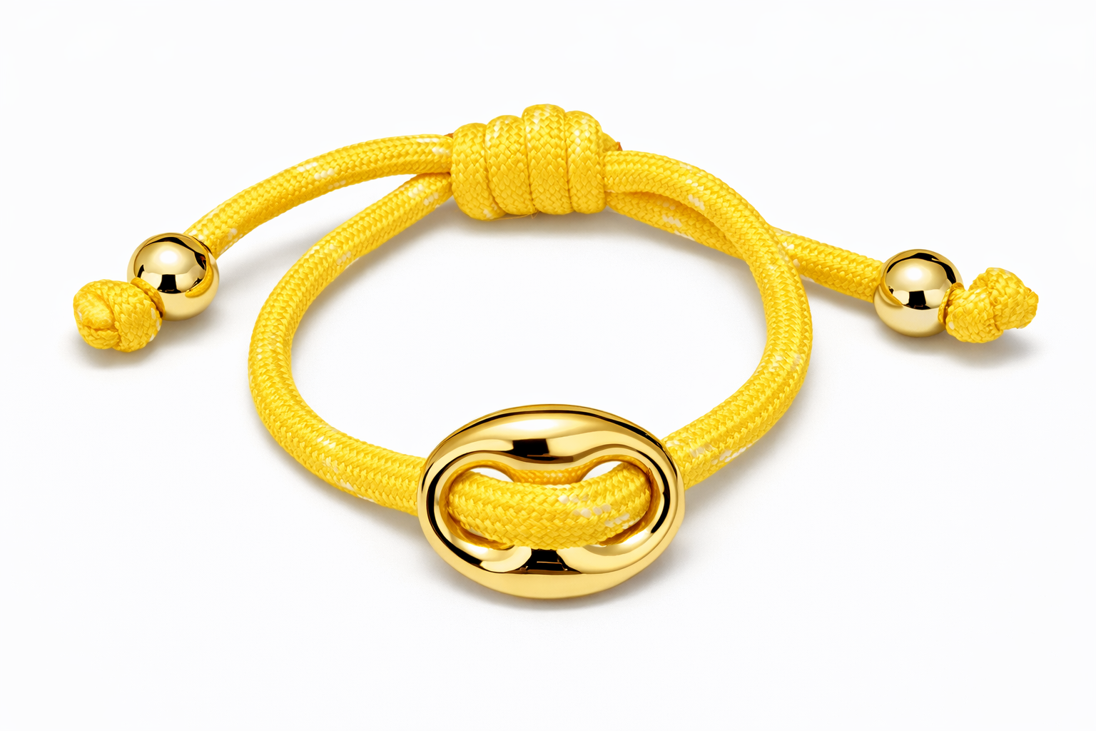 Pulseira amarela com detalhes dourados