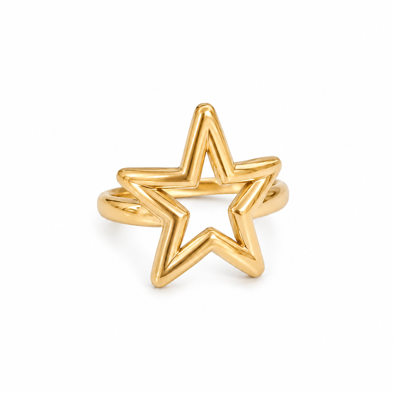 Anel dourado em forma de estrela