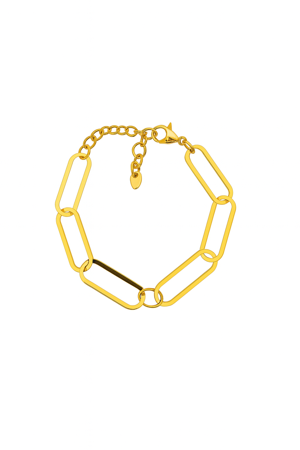 Pulseira dourada com elos grandes e fecho ajustável