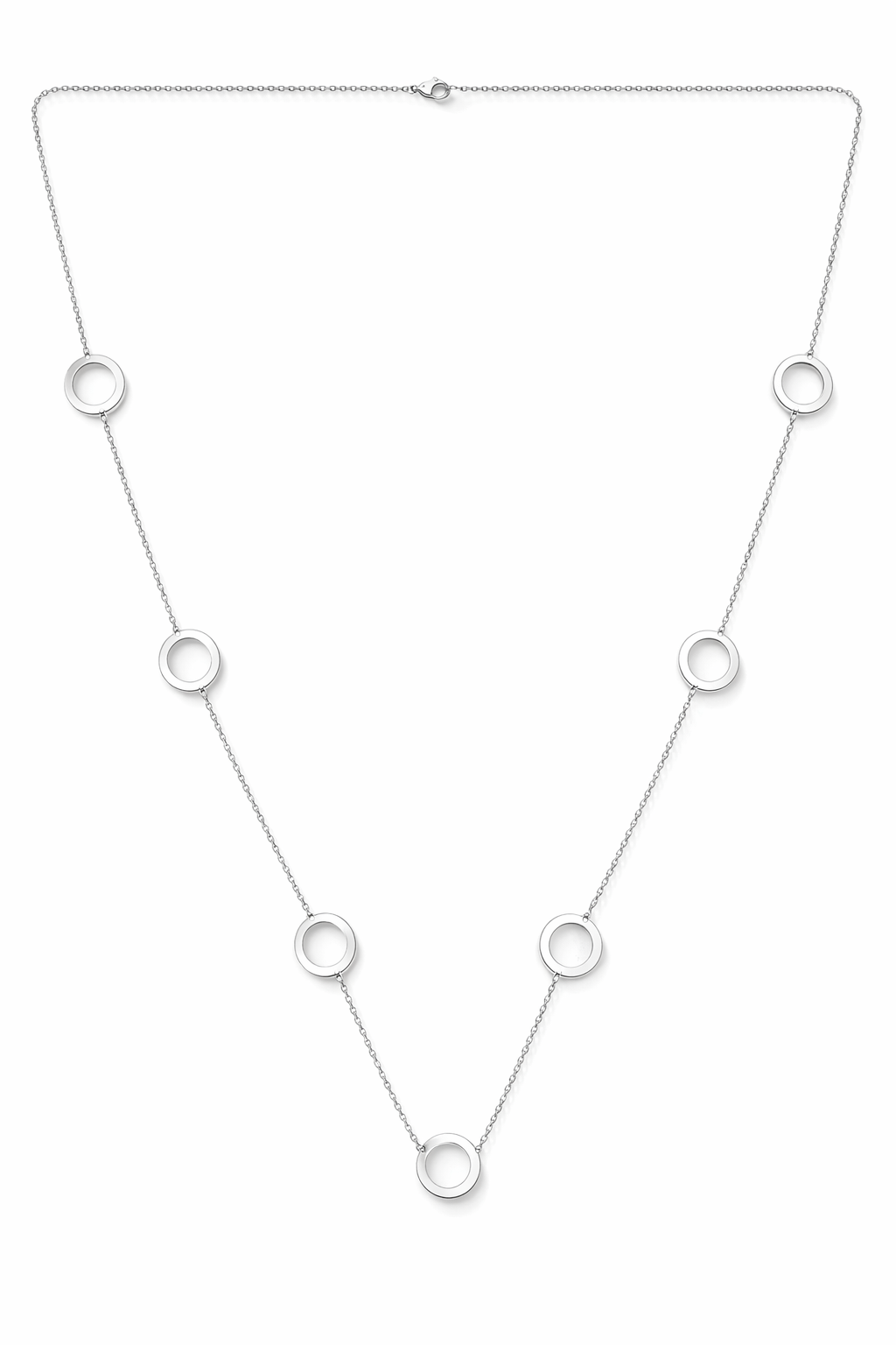 Colar prateado com pendentes circulares