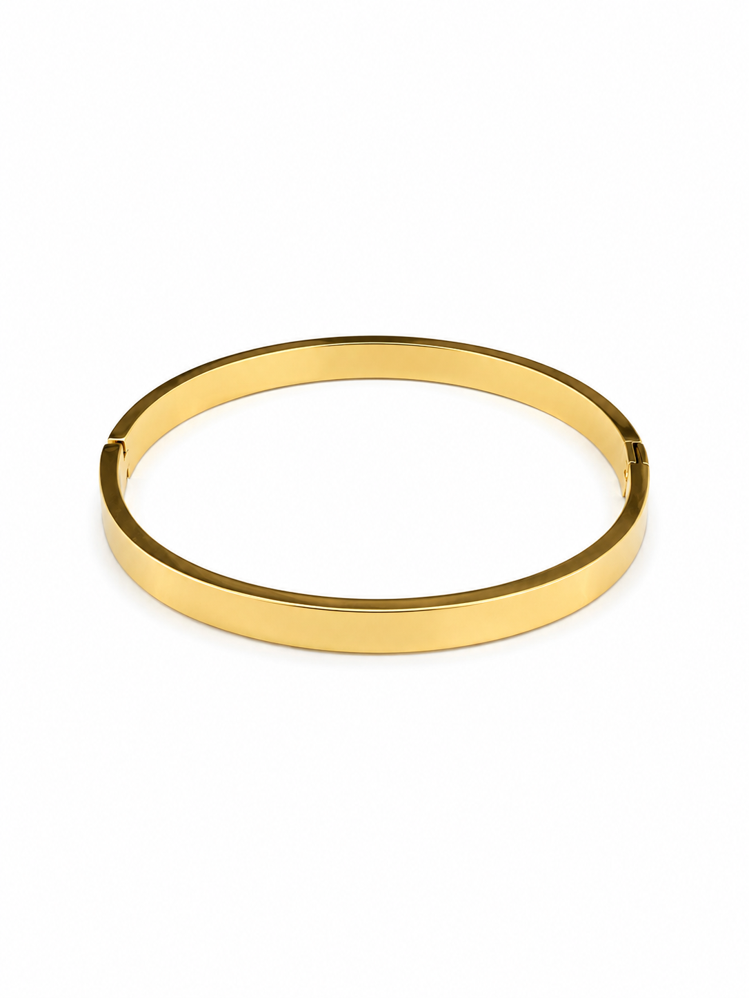 Pulseira rígida dourada lisa com fecho