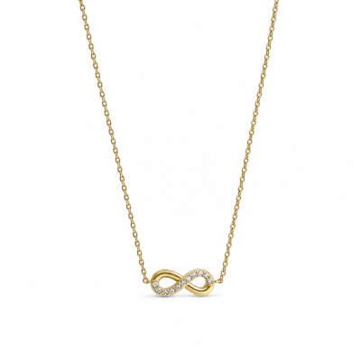 Colar dourado com pendente em forma de infinito com cristais