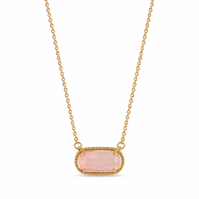 Colar dourado com pendente rosa retangular